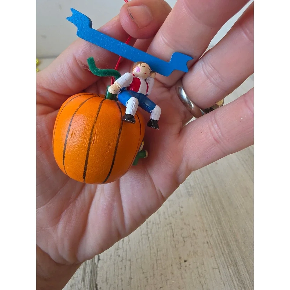 Vintage Midwest Cannon falls wooden Peter pumpkin eater ornament mini Xmas tree